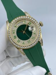 Women's Automatic Mechanical Watch Arabic digital face 36mm diamond bezel rubber strap Women's Christmas Watch