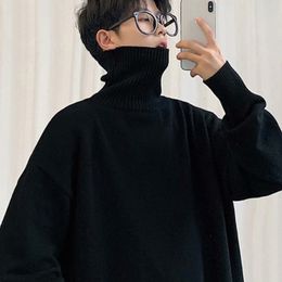 Men's Sweaters EBAIHUI Men's Warm Turtleneck Sweater Oversize Solid Colour Baggy Fashion Pullover Knitted Leisure Thick M--8XL Streetwear Jumper 230810