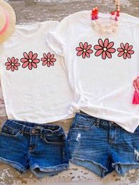 Family Matching Outfits Tee Family Matching Outfits Graphic T-shirt Women Girls Boys Kid Child Flower Floral New Summer Mom Mama Clothes Clothing