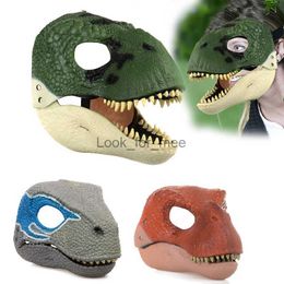 Dinosaur Mask Headgear Dino Festival 3D Raptor Dinosaur Role Play Props Horror Dinosaur Headgear Scared Mask For Halloween Gift HKD230823