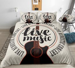 Bedding sets Guitar Sets Live Music Duvet Cover Set Kids Teens Festival Hand Drawn Dropship 230809