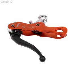 Rock Protection Professional Self-braking Double Stop Descender Belay Device For Rock Climbing Tree Rigging Gear for 10-12mm Single Rope HKD230810