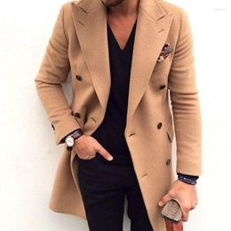 Мужские куртки мужчины хаки твидовые длинные куртки классический зимний теплый костюм дизайн пальто Slim Fit Blazer только повседневное деловое костюм