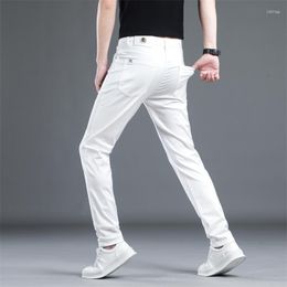 Men's Jeans DELIY Summer Men White Thin Fashion Casual Classic Style Slim Fit Soft Trousers Advanced Stretch Cargo Pants