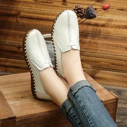Dress Shoes Autumn Wide Width Women Genuine Leather Ballet Flat's White Loafers Driving Moccasins Ladies For Foot Bones 230809