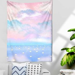 Tapestries Pink Colorful Clouds Starry Tapestry universe Wall Hanging Child Room Dorm Tapestries Art Home Psychedelic Kawaii Room Decor R230810