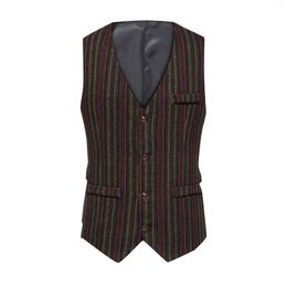 Men's Jackets 2023 Suit Vest Vintage Single Breasted V-neck Slim Fit Formal Business Casual Plus Size Waistcoat