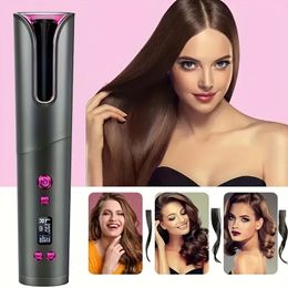 Portable Wireless Auto Temperature Control Hair Curler Set - 360° Rotating LCD Display & Cordless Styling Tools