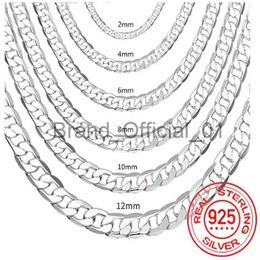 Men's 925 Sterling Silver Italian Cuban Curb Chain Necklaces For Men Women Solid Silver Figaro Chain Layering Necklace x0810