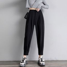 Womens Pants Capris Spring and Summer Fashion Commuting Simple High Waist Button Show Slim Drop Feel Versatile Casual Loose Suit Harlan 230809