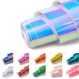 Window Stickers HTVRONT 12"X10ft 30x300cm Holographic Self Adhesive Vinyl Roll Sticky Craft Permanent Sticker Film Vinyls for Cricut Accessories 230810