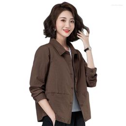 Women's Jackets 2023 Spring Autumn Coat Female Middle Aged And Elderly Casual Jacket Tops Loose Thin Polo Lead Shirt Outerwear