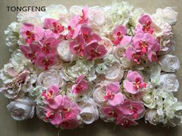 Decorative Flowers 8pcs/lot Artificial Silk Hydrangea Rose Orchid 3D Flower Wall Wedding Backdrop Decoration Stage TONGFENG