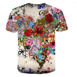 Men's T Shirts Summer3D Personality Trend Hip Hop Print T-shirt Short Sleeve T-shirts Top Fashion Men Flowers Butterflies Graphic