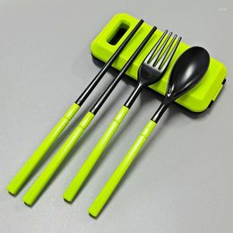 Dinnerware Sets Portable Student Box Cutlery Set Creative Travel Detachable Combination Spoon Chopsticks And Fork Three Piece Health Ecology