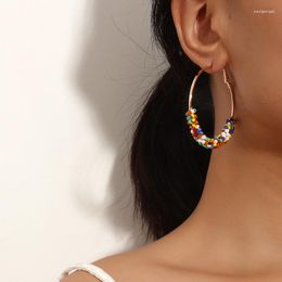 Hoop Earrings Bead For Women Bohemian Gold Colour Big Circle Seed Women's Fashion Female Jewellery Gift Party