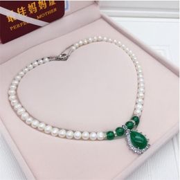 Chains S925 Silver Senior Freshwater Pearl Necklace Set Women's Temperament Chalcedony Mother Three Single Pieces