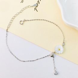Link Bracelets FoYuan Silver Colour Korean Edition Personalised Shell Small Daisy Pulling Bracelet Women's Simple And Sweet Temperament