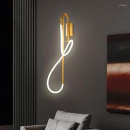 Wall Lamp Nordic Music Hose Modern Minimalist Plated Luminaires For Living Room Bedroom El Corridor Bedside Decorative Lights