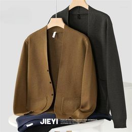 Men's Sweaters Men Spring Autumn Fashion Thin Slim Long Sleeve Fit V-Neck Cardigan Clothing Male Korean Casual Knitted Jacket Sweater Coats