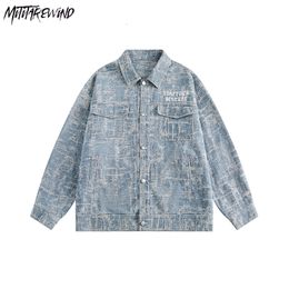 Mens Jackets American Washed Vintage Denim Couple Streetwear Casual Autumn Winter Pocket Turn Down Collar Graphic Loose 230810