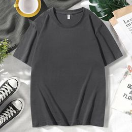 Men's T Shirts Cotton Shirt For Men Solid Color Summer Casual Short Sleeve Tee Round Neck Versatile Korea Fashion Clothing