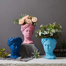 Goddess head Flower Pot greek Statue Retro Venus Vase Home Decoration Accessories Ornament Home Decor Tabletop Decorative HKD230810