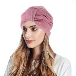 Ethnic Clothing Women Knot Fashion Pleated Head Hat Cap Headwear Muslim Turban Headwrap Pro Scooter Mesh Hats