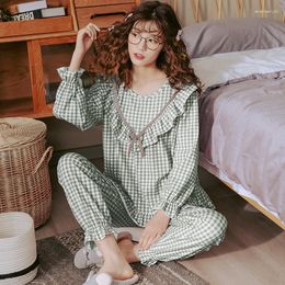 Women's Sleepwear Night Wears Set Woman Plaid Cute Kawaii Sweet Pyjamas Summer Pyjama For Women Womens Outfits Pyjamas Sets