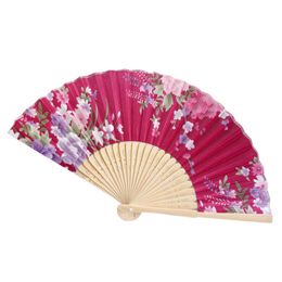 Chinese Style Products Traditional Chinese Vintage Bamboo Folding Hand Held Flower Fan Chinese Dance Party Pocket Gifts for Wedding Hand Fans Decor