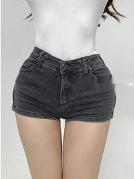 Women's Shorts TVVOVVIN 2023 Summer High Street Sexy Spicy Girls Elastic Low Waist Slim Fashion Solid Colour Denim 0SPB