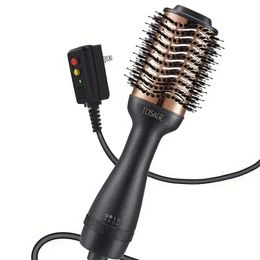 Upgrade Your Hair Styling Routine with this Professional 4-In-1 Hot Air Brush - Enhanced Titanium Barrel & Negative Ions Technology!