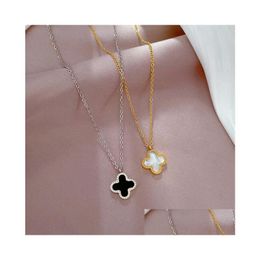 Pendant Necklaces Luxury Fashion Designer Necklace Jewellery Four Leaf Clover Black Agate Long Flower Mother Of Pearl Lady Valentine D Dhesa