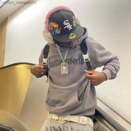 Men's Hoodies Sweatshirts Hip Hop Sweatshirt Hoodie Grey Letter Printing Street Apparel Harajuku Y2k Clothing Zipper Winter Autumn Hoodie Gothic Z230811