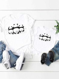 Family Matching Outfits Panda 90s Lovely Family Matching Outfits Women Kid Child Summer Mom Mama Girl Boy Mother Tshirt Tee T-shirt Clothes Clothing