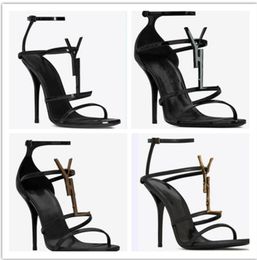 High Quality Women Luxurys Designers Sandals Heels Shoes Open Toe Genuine Patent Leather Alphabet Shoe ys Dress shoes size 26-42