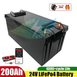 Waterproof 24V 200AH Lifepo4 Battery No 100AH 300AH for Inverter Solar RV EV AGV Ski Car Golf Cart Backup Power + 20A Charger
