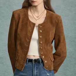 Womens Leather Faux Genuine Fashion Bomber Jacket Real Suede Coat Lady Blazer Jackets TF5523 230809