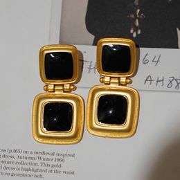 Wedding Jewelry Sets European women's vintage black dripping oil square stud earrings ins personality geometry pendant classic eardrop 230809