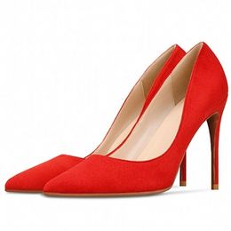 Dress Shoes Plus Size Fashion OL Office Lady Pump Party Kid Suede Leather Thin High Heels Pointed Toe H0006 230809