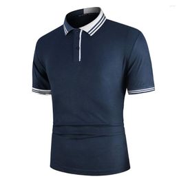 Men's T Shirts Men Polo Shirt Short Sleeve Contrast Color Clothing Summer Streetwear Casual Fashion Tops Stripe