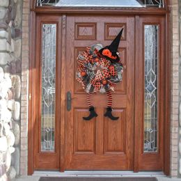 Decorative Flowers Elegant Halloween Wreath Witch Hats Garland Spooky Hat Leg Door Hanging Durable Decoration For Festive