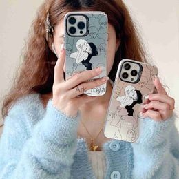 Cell Phone Cases Suitable for couples with line men and women kissing IPhone13proMax phone case 11 Apple 14pro J230810