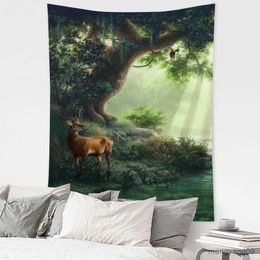 Tapestries Customizable Landscape Art Painting Printing Tapestry Wall Hanging Bedroom Hanging Cloth Home Art Wall Decoration R230810
