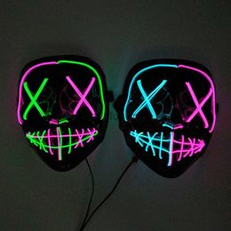 Horror Halloween LED Purge Mask Neon Light Up Mask Costume Festival Cosplay DJ Party Luminous Masquerade Masks HKD230810