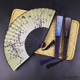 Chinese Style Products Vintage Silk Folding Fan Retro Chinese Japanese Bamboo Folding Fan Dance Hand Fan Home Decoration Ornaments Craft Gift R230810