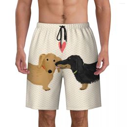 Men's Shorts Dachshunds Love Boardshorts Mens Quick Dry Board Kawaii Wiener Sausage Dog Swim Trunks Custom Printed Bathing Suits