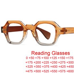 Reading Glasses Vintage Trend Square Reading Glasses Men Luxury Brand Polygon Rice Nail Small Frame Prescription Eyewear Anti Blue Light Glasses 230809