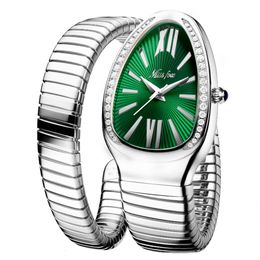 Other Watches Silver Steel Bracelet Watche Fashion Ladies Quartz Watch Woman Snake Shape Relogio Femenino Creative XFCS Bangle 230809