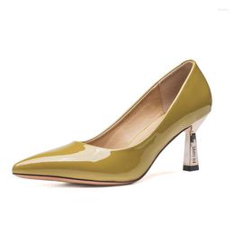 Dress Shoes Women's High Heels Luxury Patent Leather 7cm Heel Pumps Classy Black Pointed Toe Shallow Stiletto Banquet